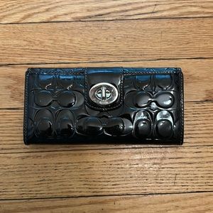 Coach Black Embossed Patent Leather Wallet